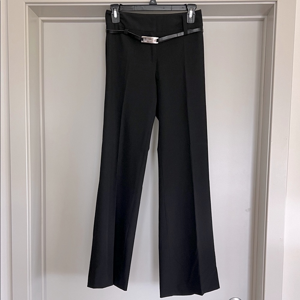 Celine B. Elegant Black Belted Women's Pants